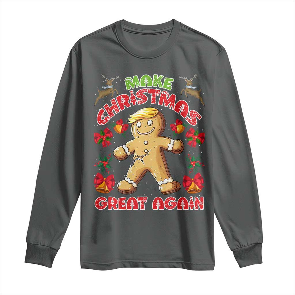 Christmas Trump Gingerbread Long Sleeve Shirt Make Xmas Great Again Funny Cookies TS02 Dark Heather Print Your Wear