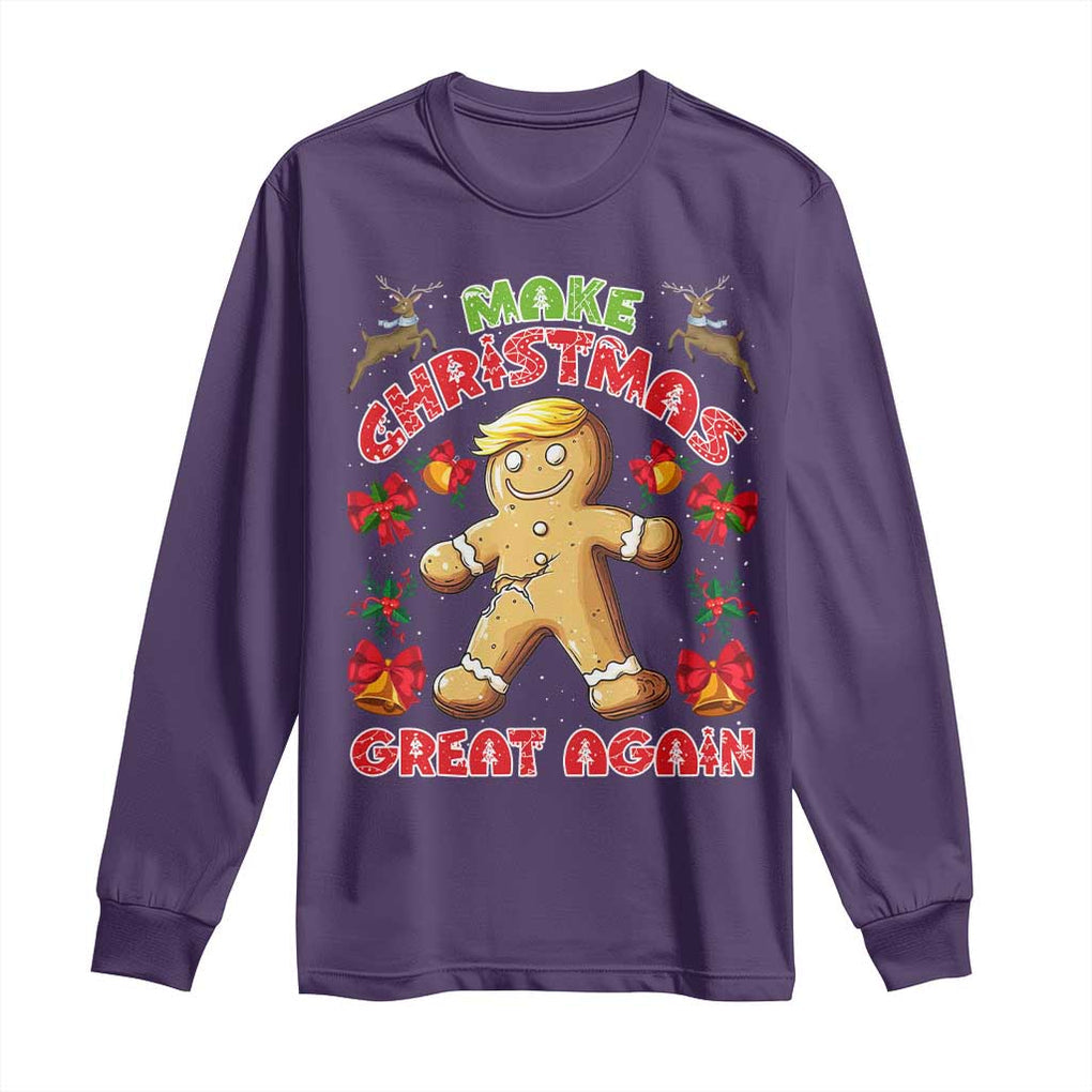 Christmas Trump Gingerbread Long Sleeve Shirt Make Xmas Great Again Funny Cookies TS02 Purple Print Your Wear