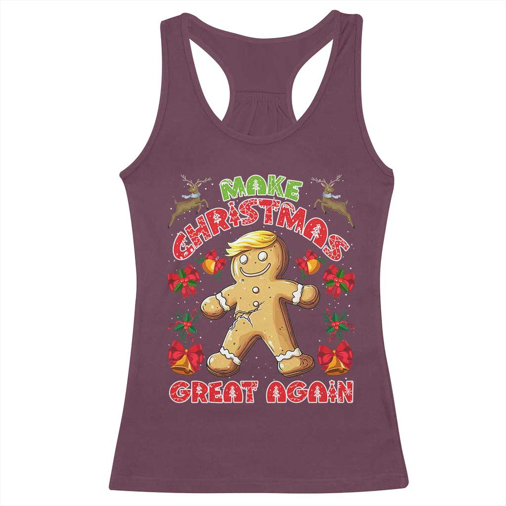 Christmas Trump Gingerbread Racerback Tank Top Make Xmas Great Again Funny Cookies TS02 Maroon Print Your Wear
