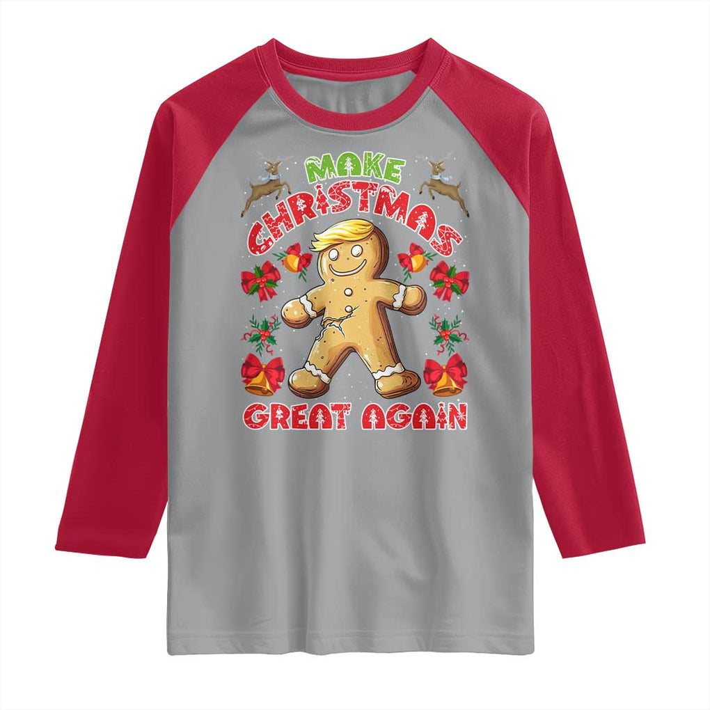 Christmas Trump Gingerbread Raglan Shirt Make Xmas Great Again Funny Cookies TS02 Sport Gray Red Print Your Wear