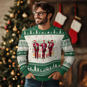 Funny Xmas Trump Dancing Ugly Christmas Sweater 47th President Viral Dances Xmas Ugly Sweater TS02 Green Print Your Wear