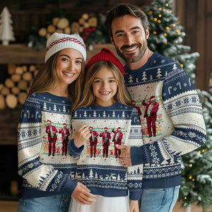 Funny Xmas Trump Dancing Ugly Christmas Sweater 47th President Viral Dances Xmas Ugly Sweater TS02 Navy Print Your Wear