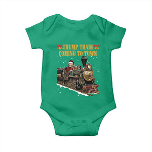 Christmas Trump Baby Onesie Trump Train Is Coming To Town TS02 Irish Green Print Your Wear