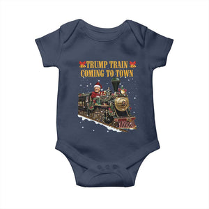 Christmas Trump Baby Onesie Trump Train Is Coming To Town TS02 Navy Print Your Wear