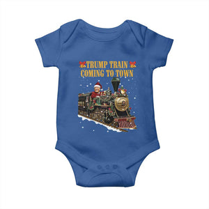 Christmas Trump Baby Onesie Trump Train Is Coming To Town TS02 Royal Blue Print Your Wear