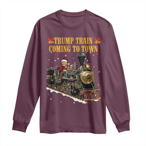 Christmas Trump Long Sleeve Shirt Trump Train Is Coming To Town TS02 Maroon Print Your Wear