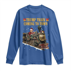 Christmas Trump Long Sleeve Shirt Trump Train Is Coming To Town TS02 Royal Blue Print Your Wear
