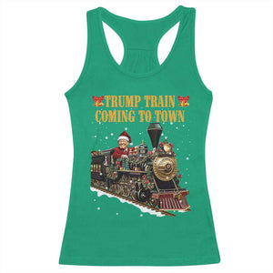 Christmas Trump Racerback Tank Top Trump Train Is Coming To Town TS02 Irish Green Print Your Wear