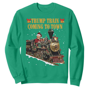 Christmas Trump Sweatshirt Trump Train Is Coming To Town TS02 Irish Green Print Your Wear