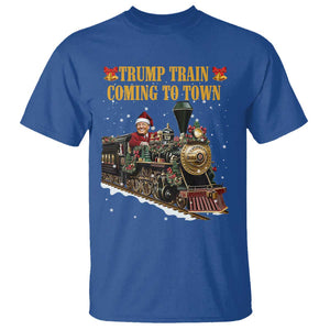 Christmas Trump T Shirt Trump Train Is Coming To Town TS02 Royal Blue Print Your Wear