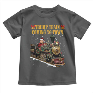 Christmas Trump Toddler T Shirt Trump Train Is Coming To Town TS02 Dark Heather Print Your Wear