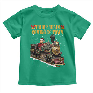 Christmas Trump Toddler T Shirt Trump Train Is Coming To Town TS02 Irish Green Print Your Wear