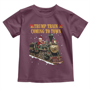 Christmas Trump Toddler T Shirt Trump Train Is Coming To Town TS02 Maroon Print Your Wear