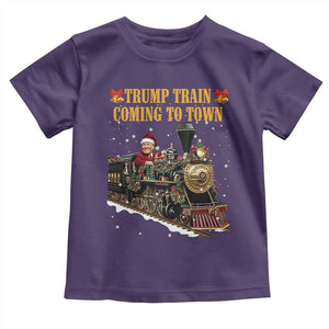 Christmas Trump Toddler T Shirt Trump Train Is Coming To Town TS02 Purple Print Your Wear