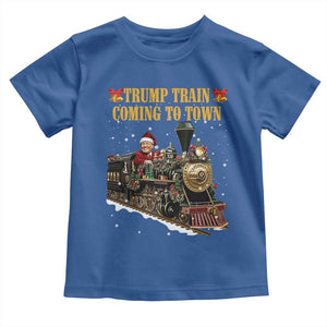 Christmas Trump Toddler T Shirt Trump Train Is Coming To Town TS02 Royal Blue Print Your Wear