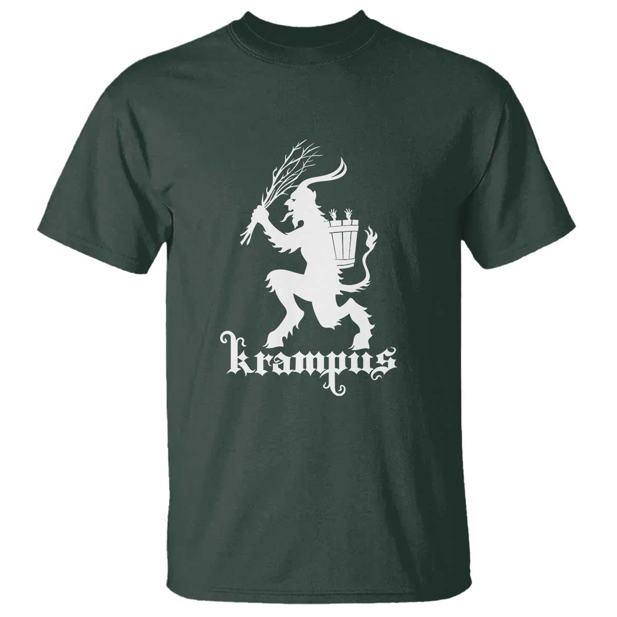 Mythical Krampus T Shirt Scary Christmas Horror Occult Holiday Eastern Folklore TS02 Dark Forest Green Print Your Wear