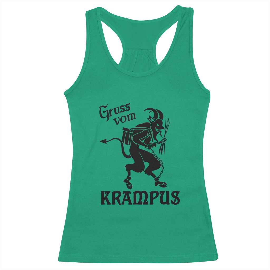 Krampus Racerback Tank Top Gruss Vom Greetings TS02 Irish Green Print Your Wear