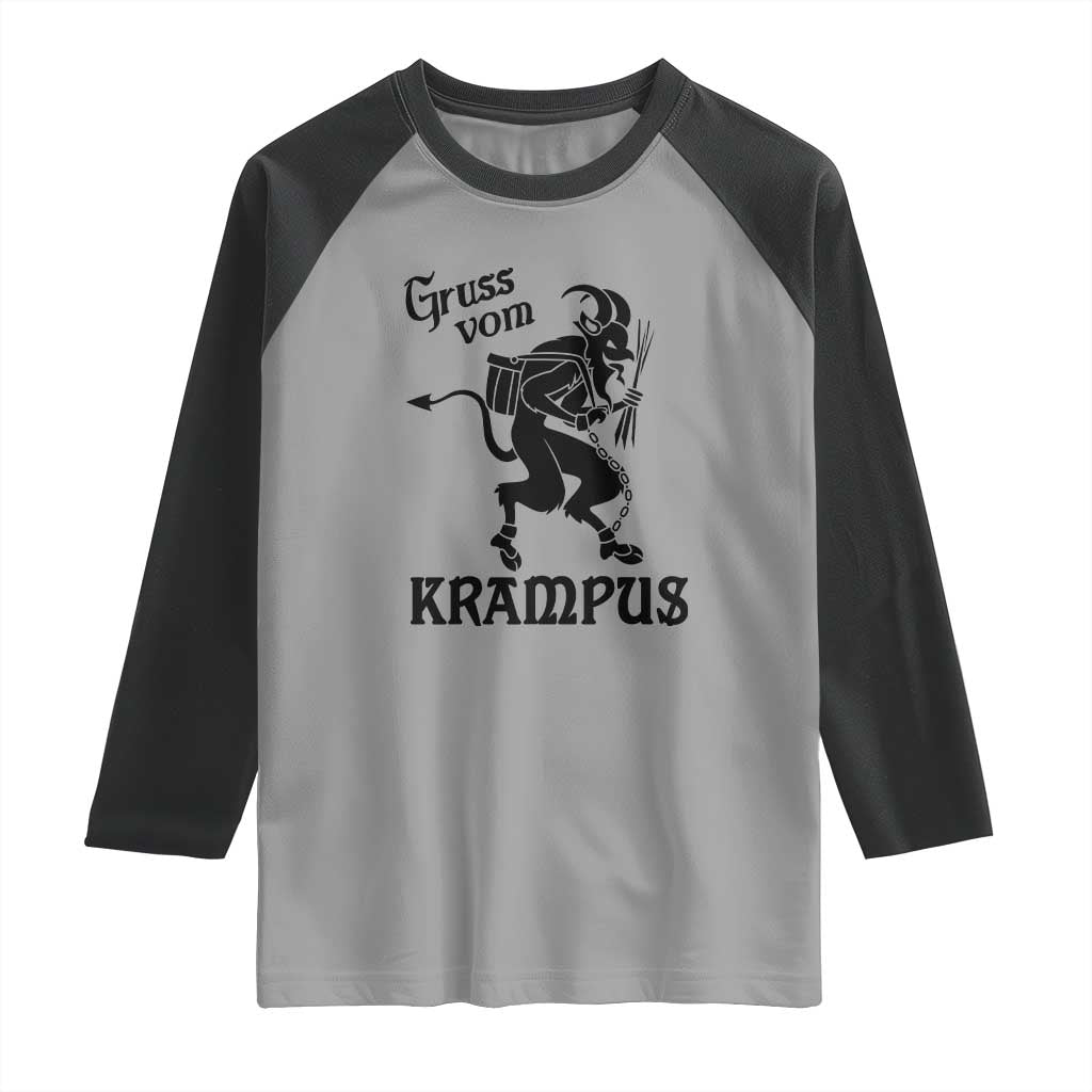 Krampus Raglan Shirt Gruss Vom Greetings TS02 Sport Gray Black Print Your Wear