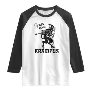 Krampus Raglan Shirt Gruss Vom Greetings TS02 White Black Print Your Wear