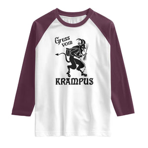 Krampus Raglan Shirt Gruss Vom Greetings TS02 White Maroon Print Your Wear