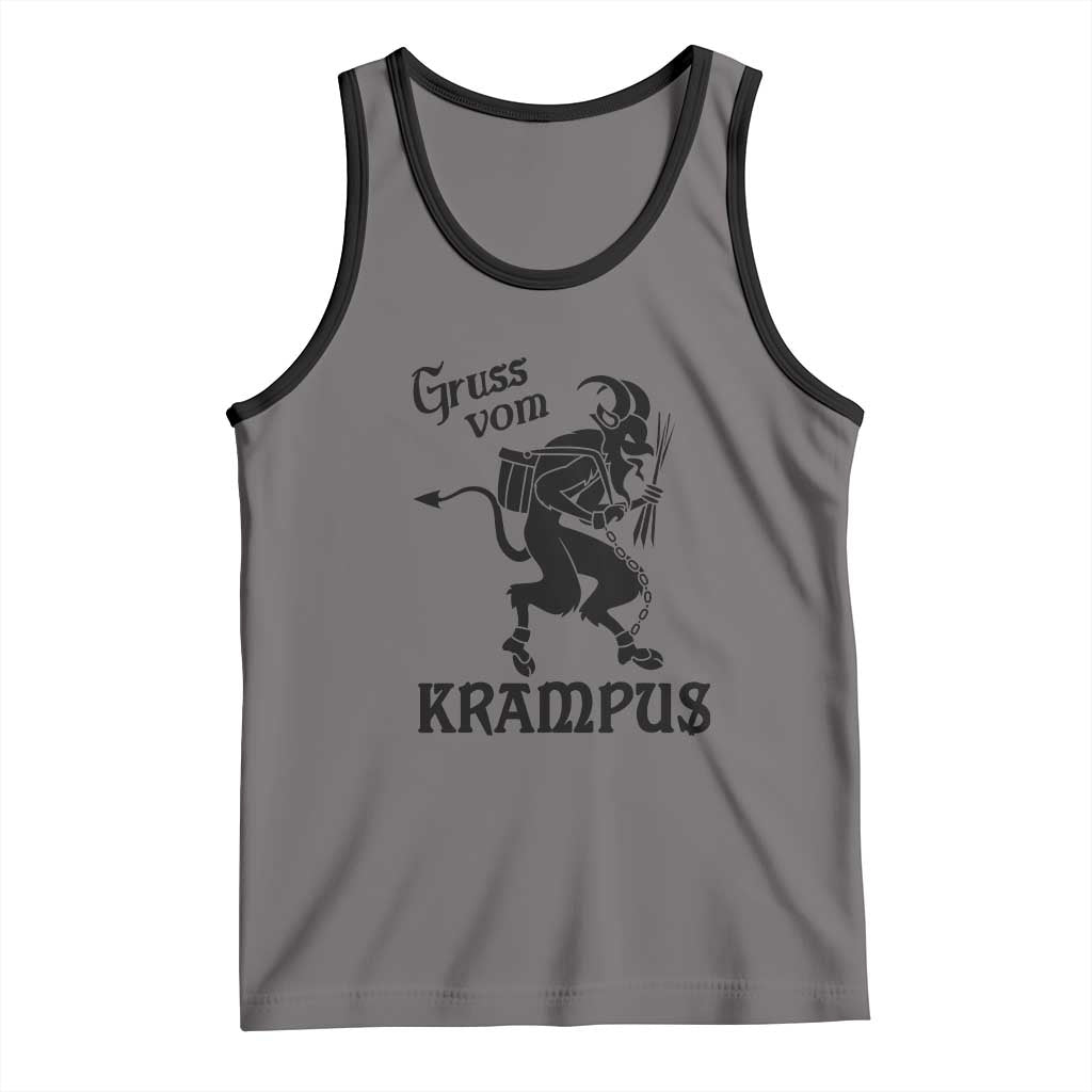 Krampus Tank Top Gruss Vom Greetings TS02 Deep Heather Black Print Your Wear