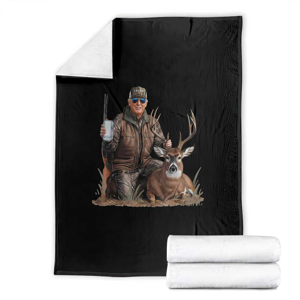 Trump Deer Hunting Throw Blanket And Beer Old School Camouflage TS02 Black Print Your Wear