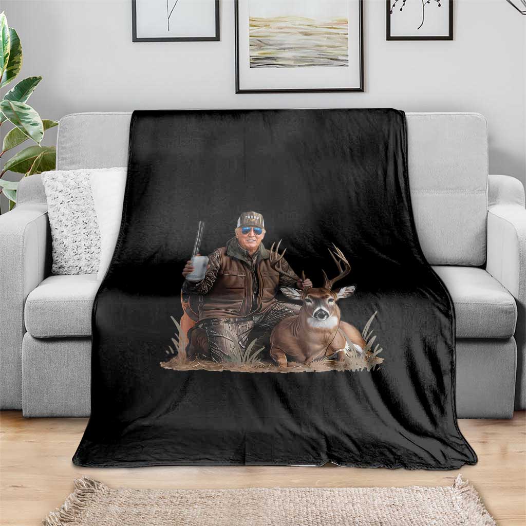 Trump Deer Hunting Throw Blanket And Beer Old School Camouflage TS02 Print Your Wear