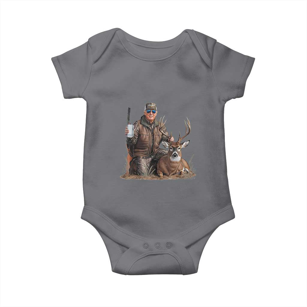 Trump Deer Hunting Baby Onesie And Beer Old School Camouflage TS02 Charcoal Print Your Wear