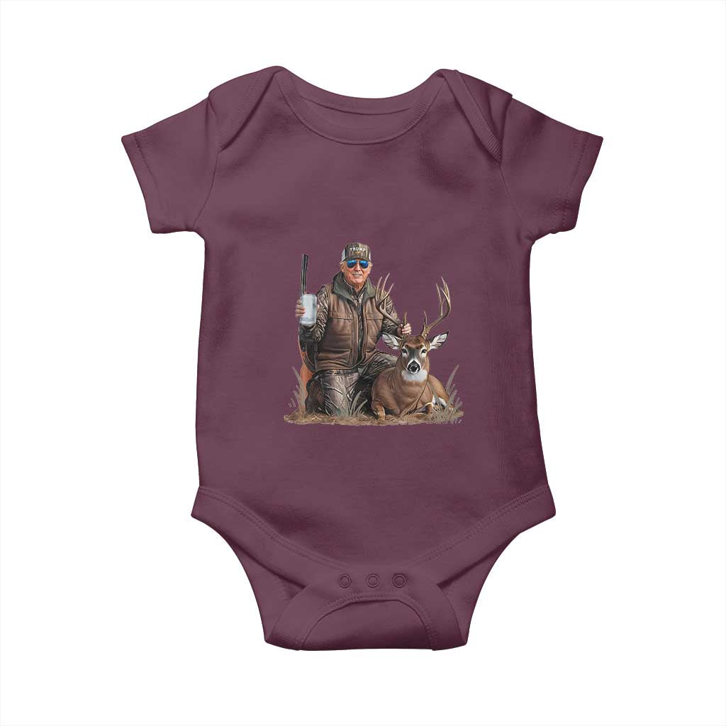 Trump Deer Hunting Baby Onesie And Beer Old School Camouflage TS02 Maroon Print Your Wear