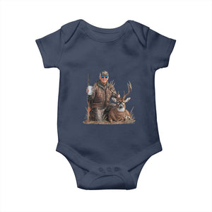 Trump Deer Hunting Baby Onesie And Beer Old School Camouflage TS02 Navy Print Your Wear