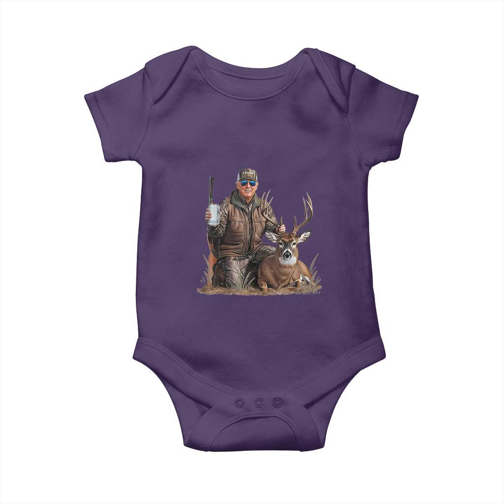 Trump Deer Hunting Baby Onesie And Beer Old School Camouflage TS02 Purple Print Your Wear