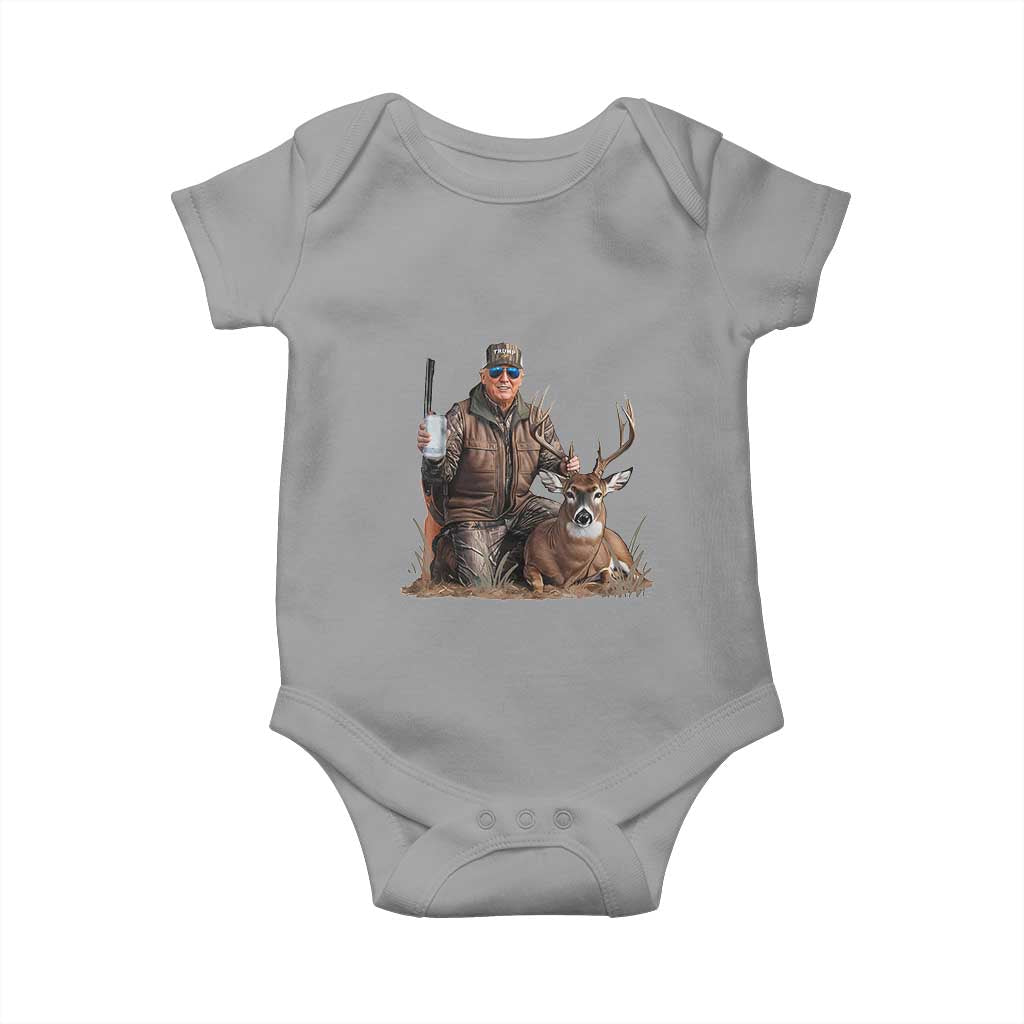Trump Deer Hunting Baby Onesie And Beer Old School Camouflage TS02 Sport Gray Print Your Wear