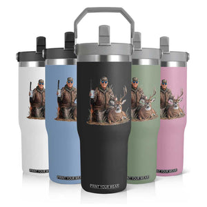 Trump Deer Hunting Flip Straw Tumbler And Beer Old School Camouflage TS02 Print Your Wear