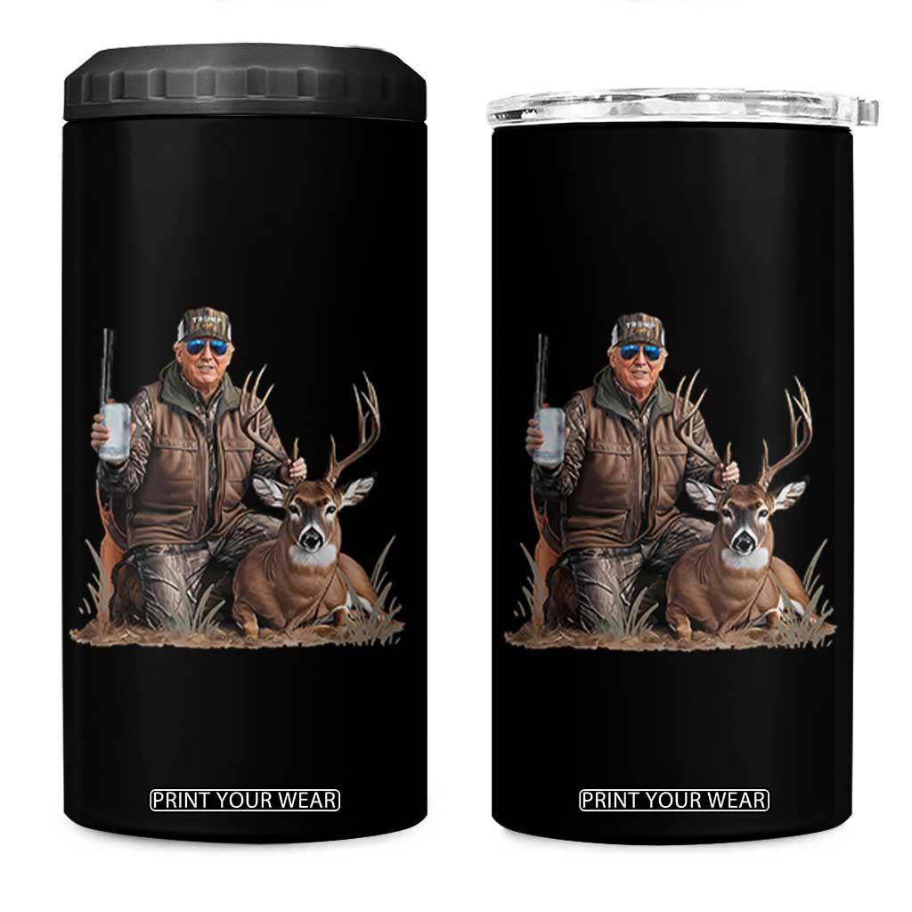 Trump Deer Hunting 4 in 1 Can Cooler Tumbler And Beer Old School Camouflage TS02 One Size: 16 oz Black Print Your Wear