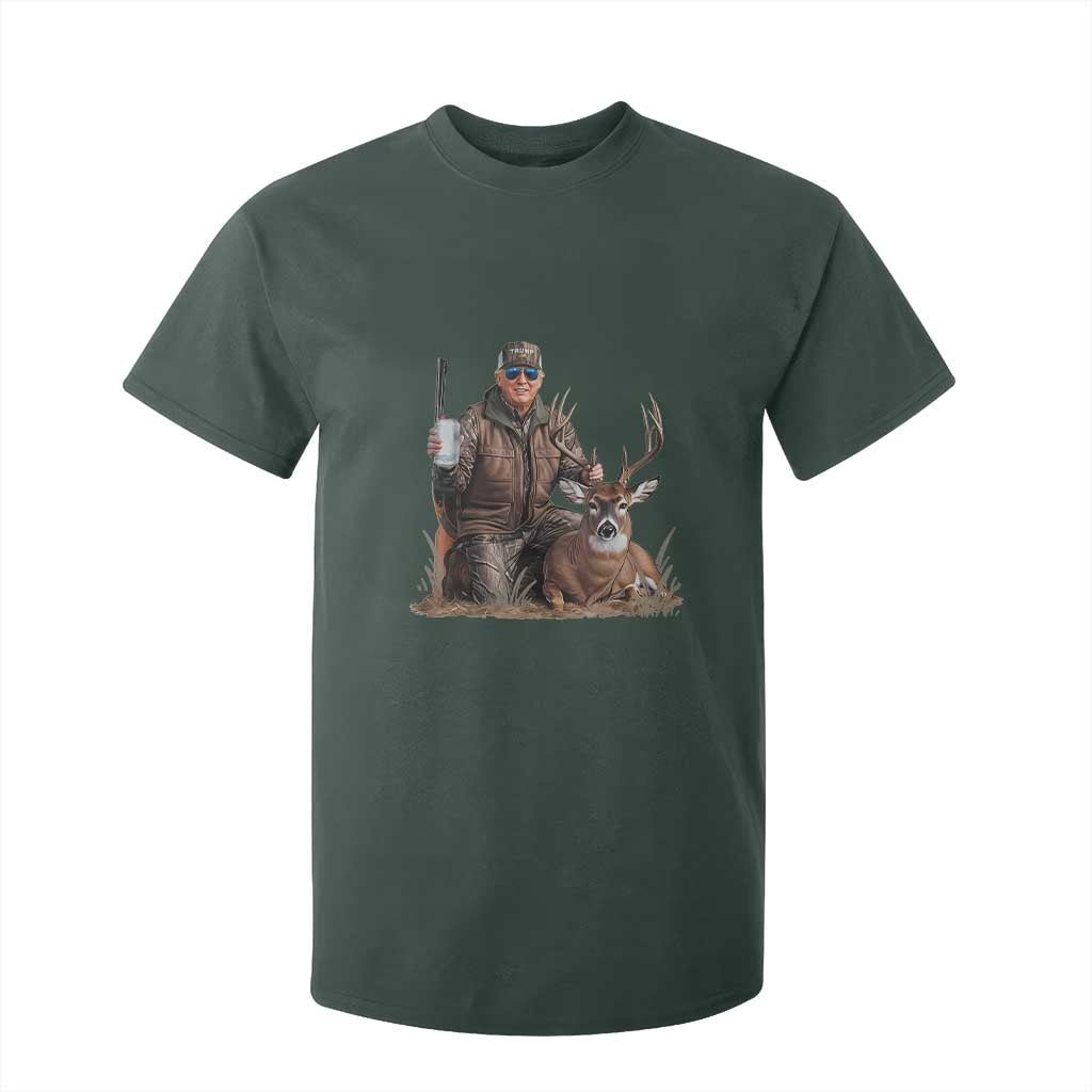 Trump Deer Hunting T Shirt For Kid And Beer Old School Camouflage TS02 Dark Forest Green Print Your Wear