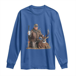 Trump Deer Hunting Long Sleeve Shirt And Beer Old School Camouflage TS02 Royal Blue Print Your Wear