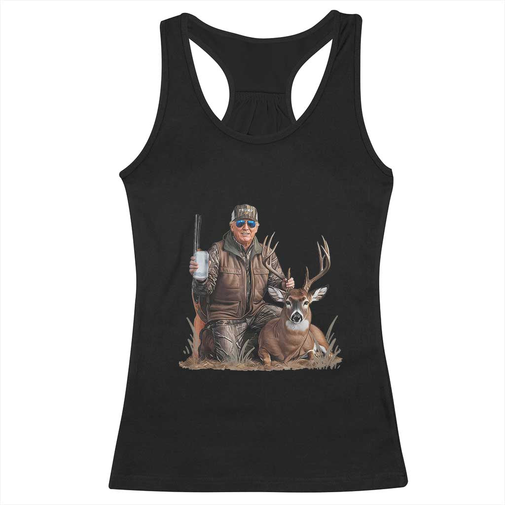Trump Deer Hunting Racerback Tank Top And Beer Old School Camouflage TS02 Black Print Your Wear