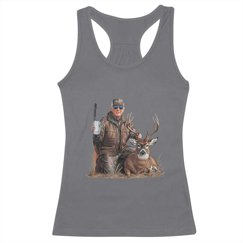 Trump Deer Hunting Racerback Tank Top And Beer Old School Camouflage TS02 Charcoal Print Your Wear