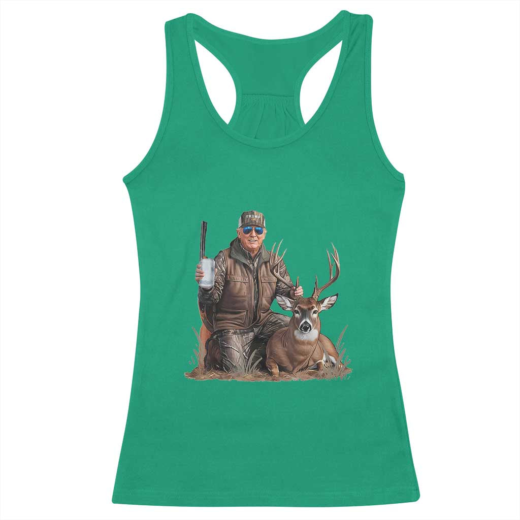 Trump Deer Hunting Racerback Tank Top And Beer Old School Camouflage TS02 Irish Green Print Your Wear