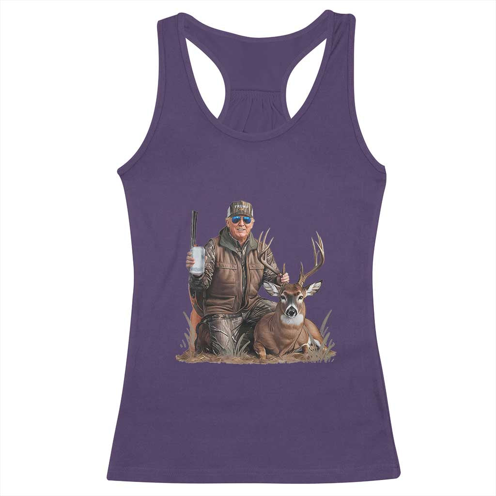 Trump Deer Hunting Racerback Tank Top And Beer Old School Camouflage TS02 Purple Print Your Wear