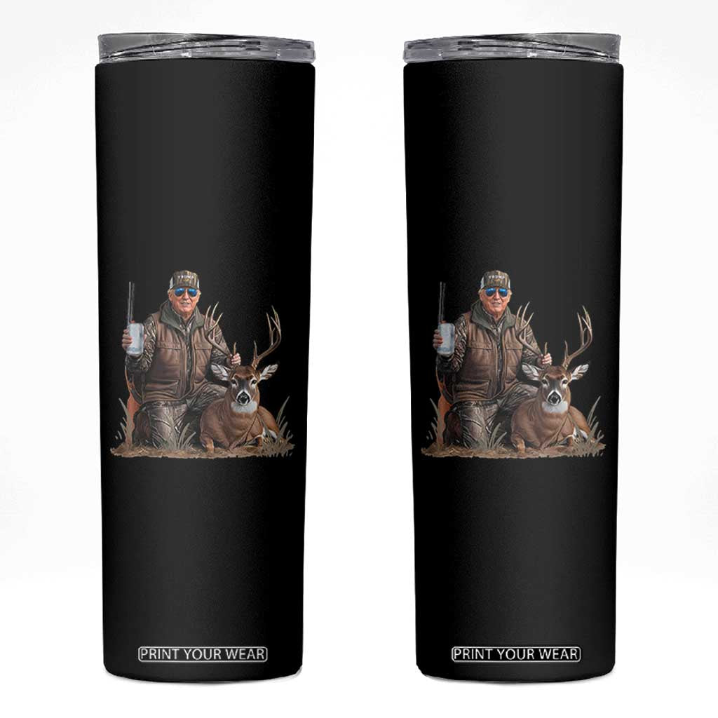 Trump Deer Hunting Skinny Tumbler And Beer Old School Camouflage TS02 Black Print Your Wear