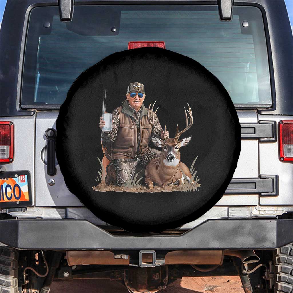 Trump Deer Hunting Spare Tire Cover And Beer Old School Camouflage TS02 No hole Black Print Your Wear