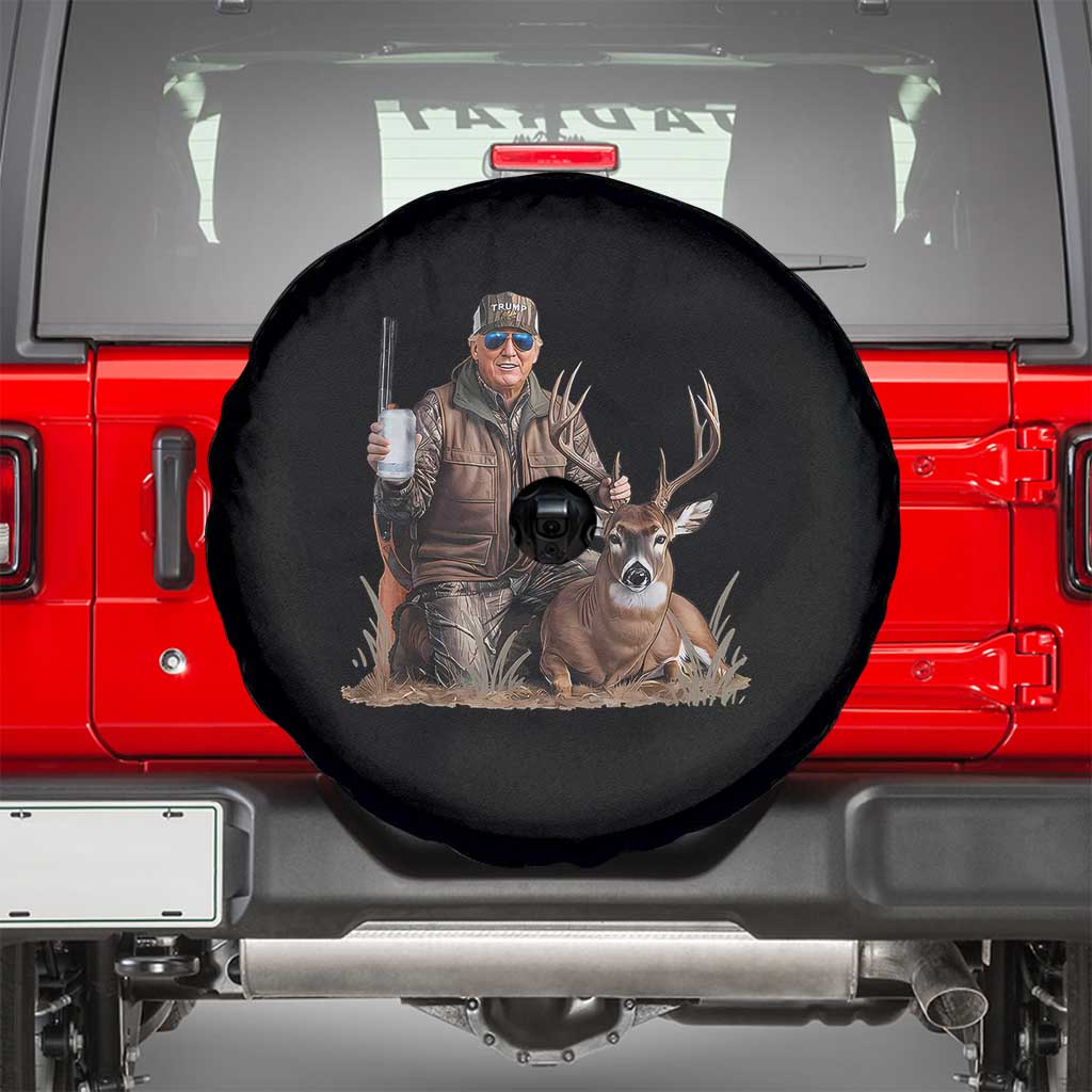 Trump Deer Hunting Spare Tire Cover And Beer Old School Camouflage TS02 Black Print Your Wear