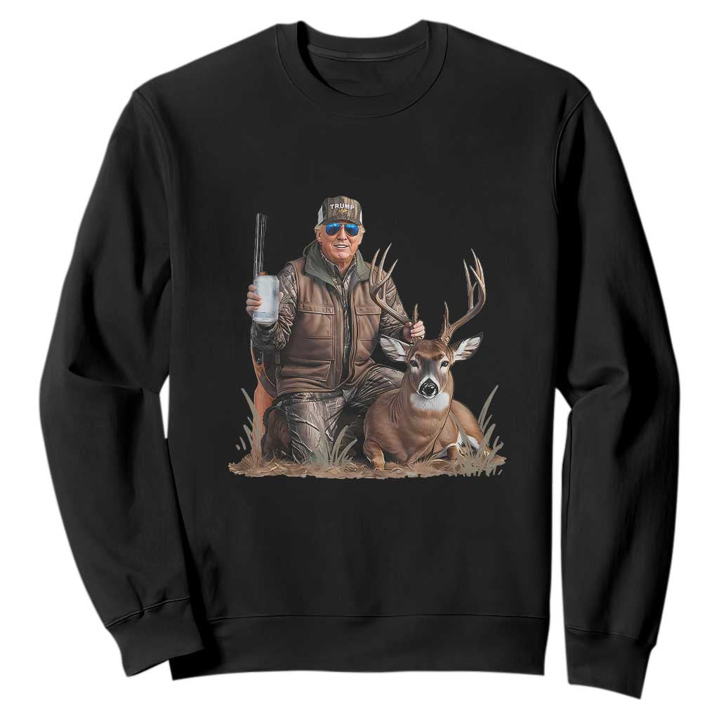 Trump Deer Hunting Sweatshirt And Beer Old School Camouflage TS02 Black Print Your Wear