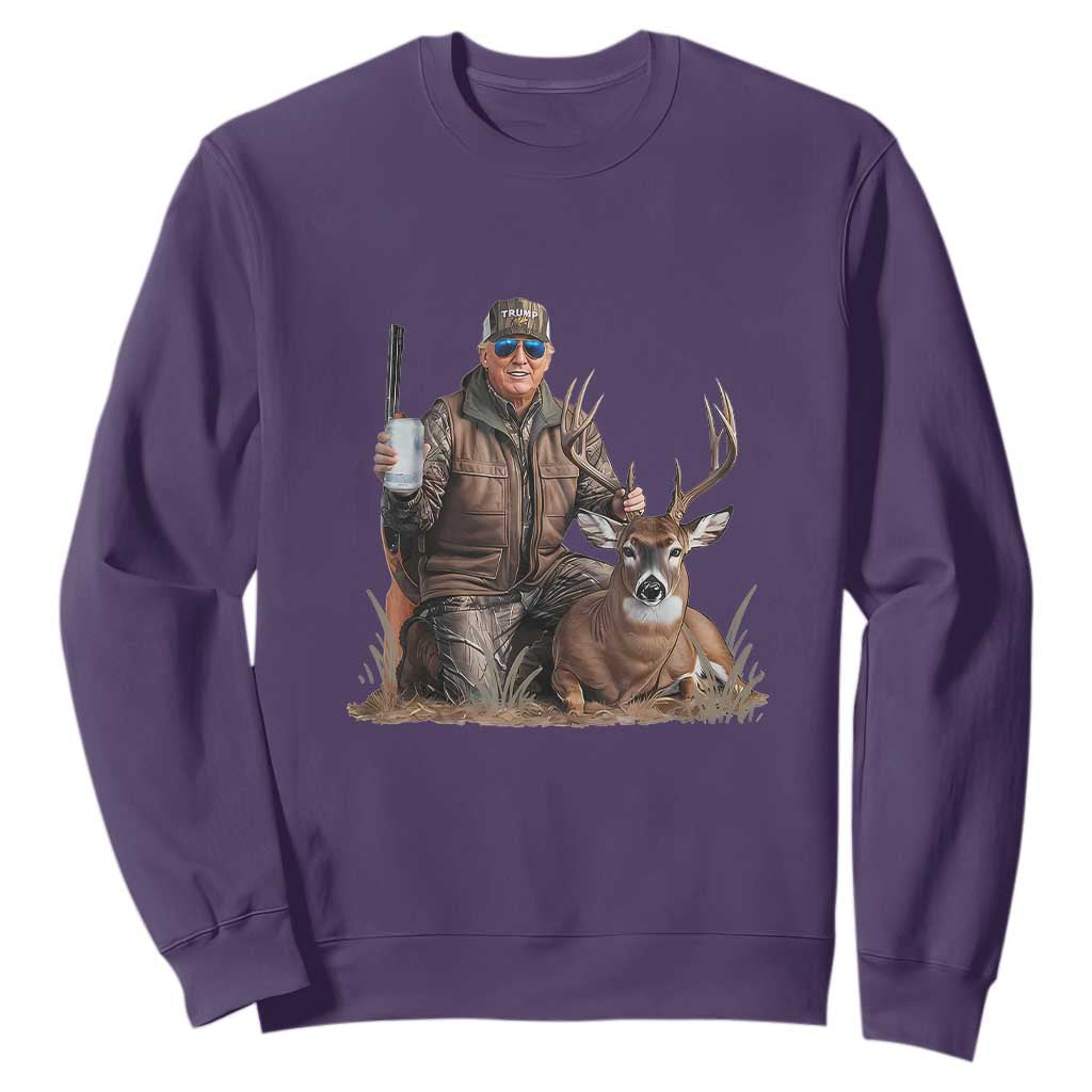Trump Deer Hunting Sweatshirt And Beer Old School Camouflage TS02 Purple Print Your Wear