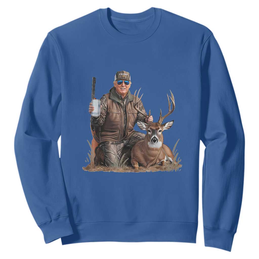 Trump Deer Hunting Sweatshirt And Beer Old School Camouflage TS02 Royal Blue Print Your Wear
