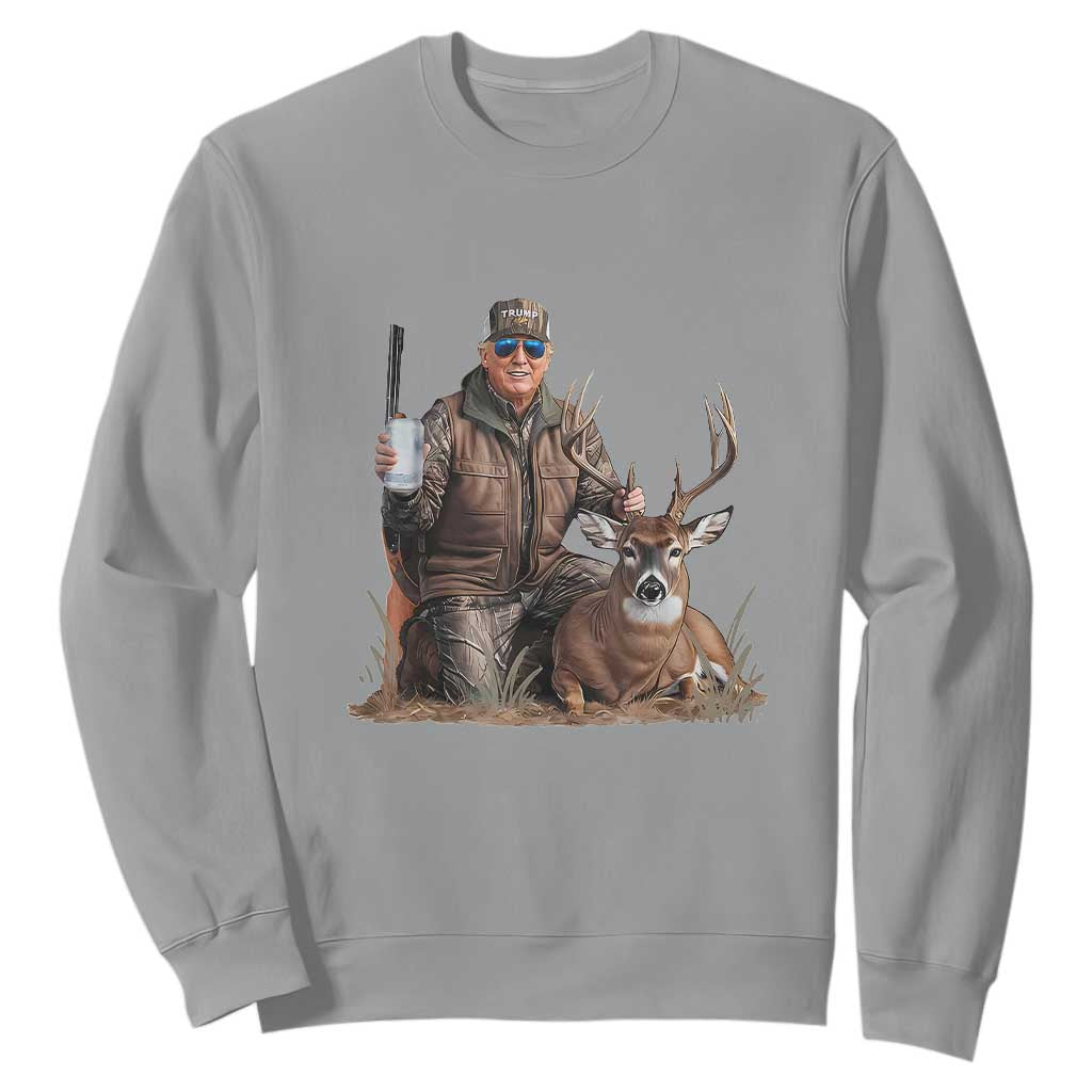 Trump Deer Hunting Sweatshirt And Beer Old School Camouflage TS02 Sport Gray Print Your Wear