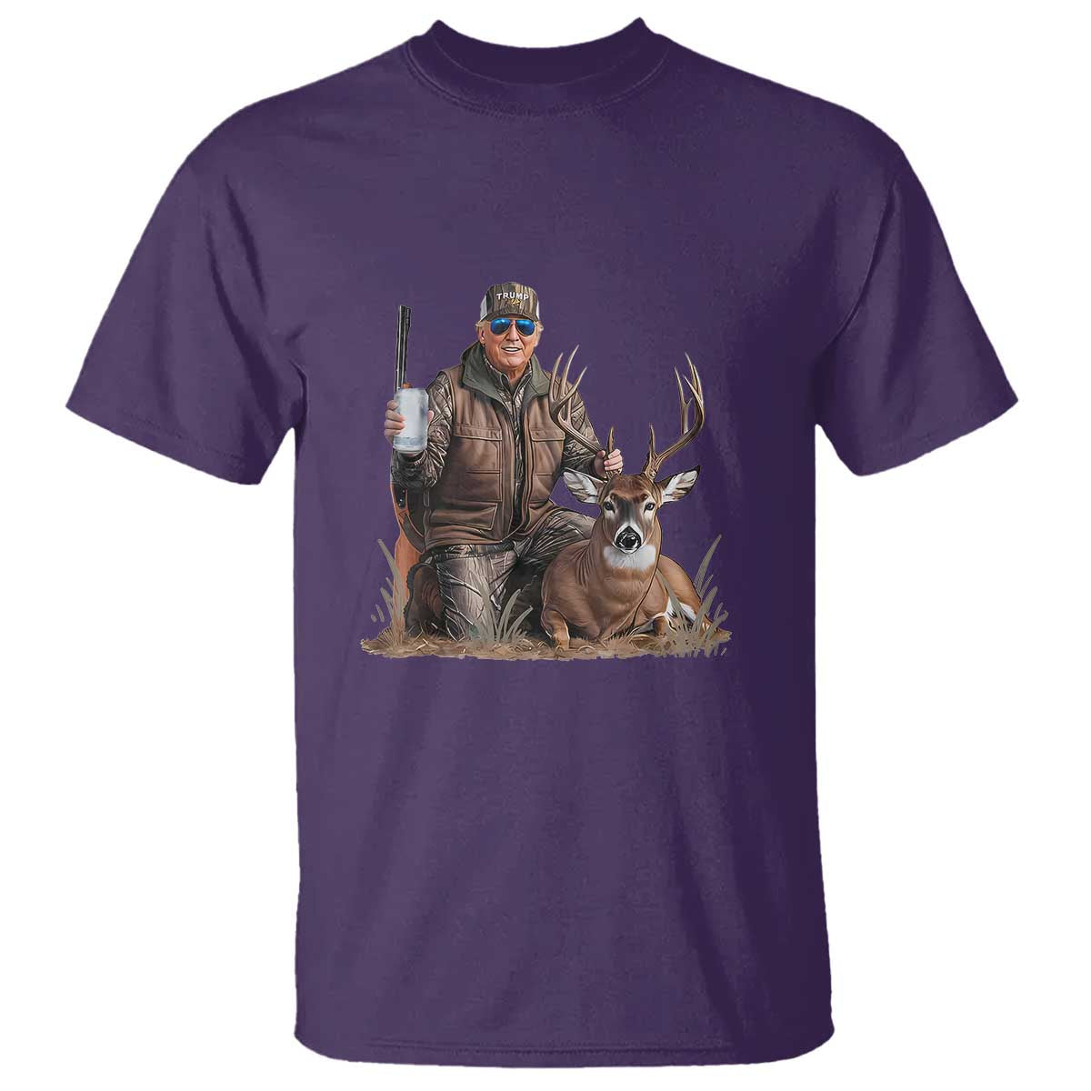 Trump Deer Hunting T Shirt And Beer Old School Camouflage TS02 Purple Print Your Wear