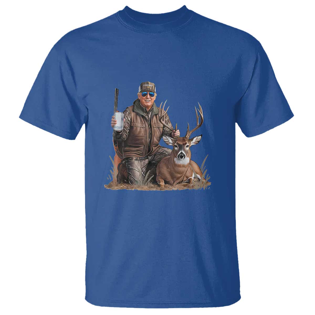 Trump Deer Hunting T Shirt And Beer Old School Camouflage TS02 Royal Blue Print Your Wear