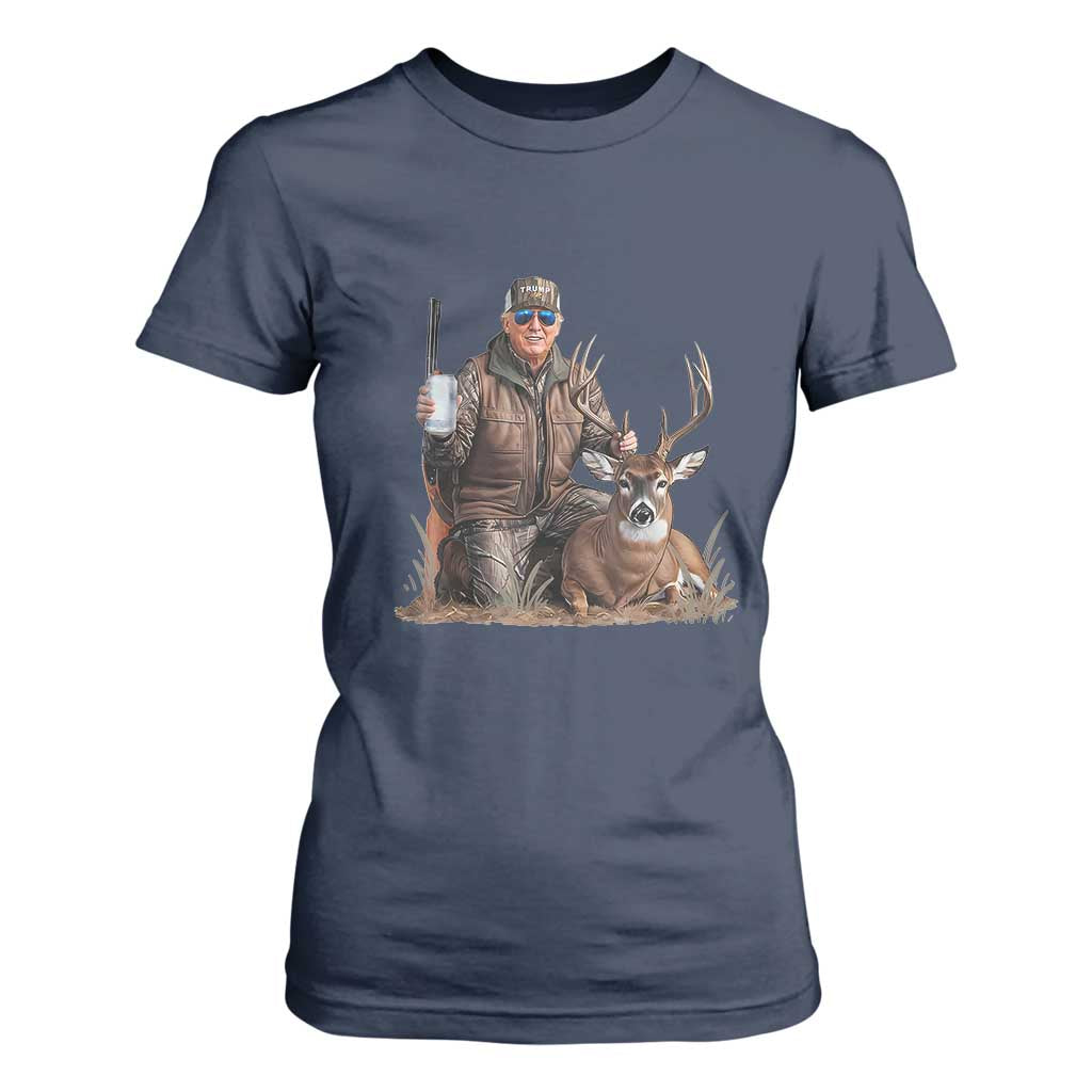 Trump Deer Hunting T Shirt For Women And Beer Old School Camouflage TS02 Navy Print Your Wear